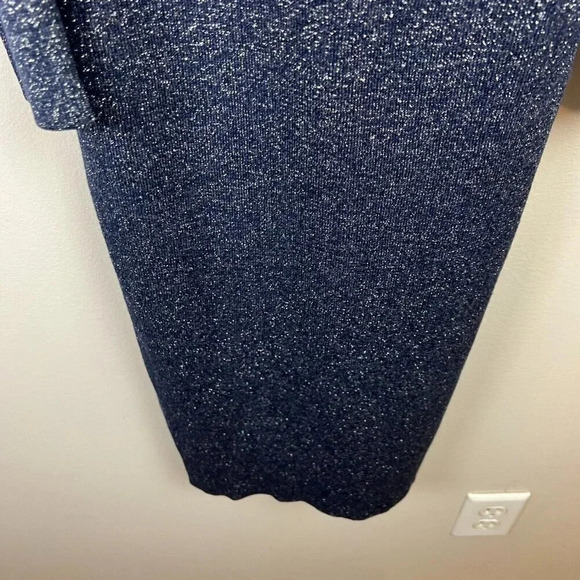 Sachin and Babi Amelie Dress Size Small Metallic Knit Blue Puff Sleeve Event - Picture 7 of 11